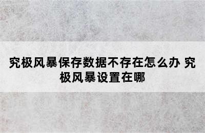 究极风暴保存数据不存在怎么办 究极风暴设置在哪